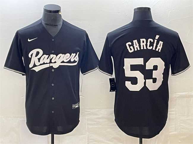 Men%27s Texas Rangers #53 Adolis Garcia Black Cool Base Stitched Baseball Jersey